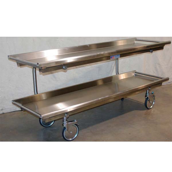MESA PARA MORGUE DE 2 NIVELES MOVIL 